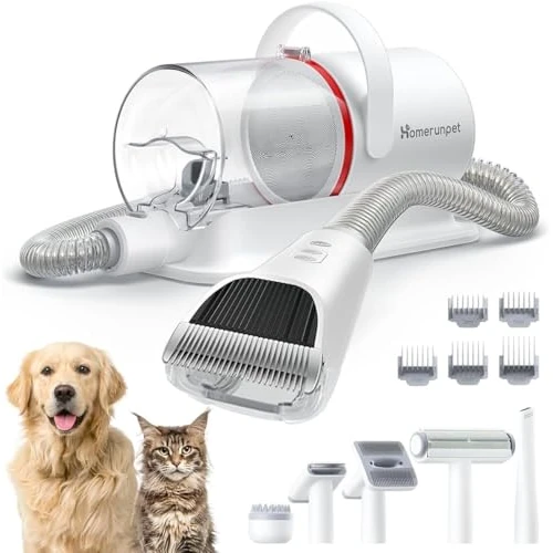 Homerunpet Dog Grooming Kit with Vacuum (Matt White)