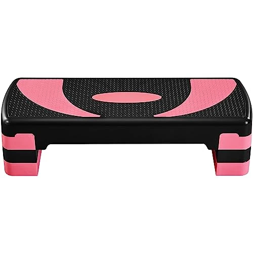 Yaheetech Aerobic Step Step Plattform verstellbar mit 3 Höhen 10/15/20 cm Übung Training Stepper für Fitness für Zuhause Fitnessstudio Büro mit rutschfester Basis 79,5 x 30 cm Rosa