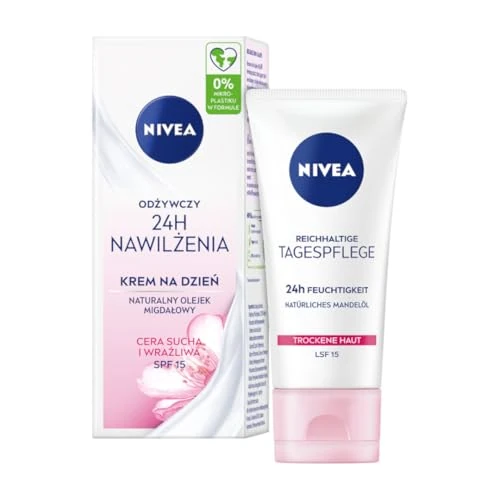 Zeitlich begrenztes Angebot: NIVEA Reichhaltige Tagespflege 24h Feuchtigkeit (50 ml), Gesichtscreme für trockene Haut mit LSF 15, feuchtigkeitsspendende Tagescreme mit natürlichem Mandelöl von 4.99 € auf 4.25 € (15% Rabatt)