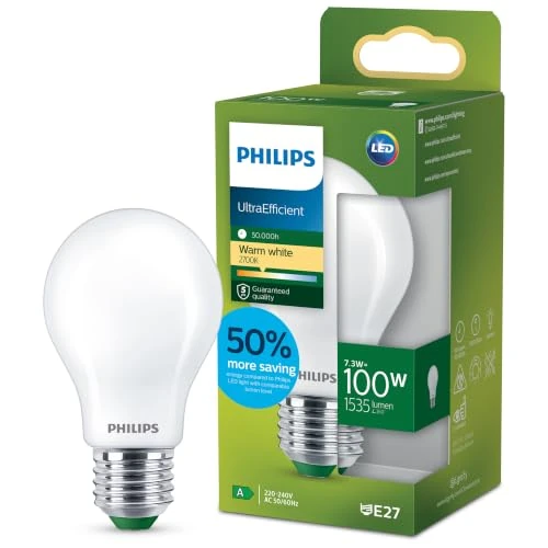 Oferta limitada: Philips - Bombilla LED Mate Philips Ultra Eficiente, Casquillo E27 7.3W - 1535 Lúmens, Luz Blanca Cálida (2700k) de 14.01 € a 8.95 € (ahorro 36%)