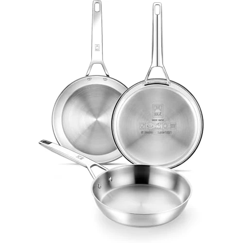 Oferta limitada: BRA Signature | Set 3 Sartenes 20-24-26, Acero Inox 18/10 Profesional Sin Antiadherente, Triple Fondo Difusor Apto Todo Tipo De Cocinas E Inducción, Acabado Pulido de 94.05 € a 55.76 € (ahorro 41%)
