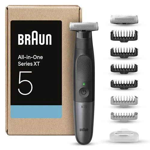 Braun Series X Baardtrimmer, bodygroomer, elektrisch scheerapparaat, tondeuse, professionele tondeuse (recyclebare verpakking), 6 opzetstukken voor 3-dagen-baard, lichaam, intieme zone, baardtrimmer,