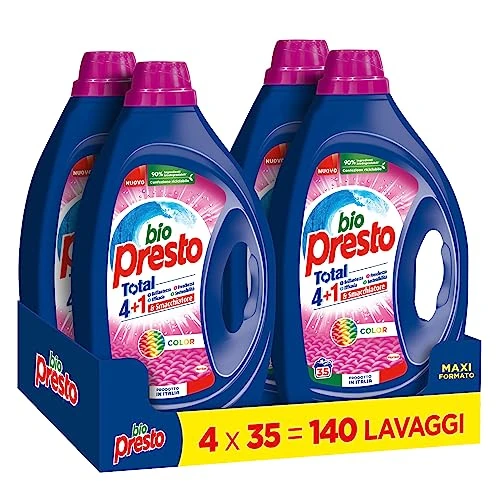 Begrenztes Angebot: Bio Presto Flüssigwaschmittel für Waschmaschinen, Formel mit Fleckenentferner, Packung mit 140 Waschgängen von 40.04 EUR auf 40.04 EUR (Rabatt 0%)