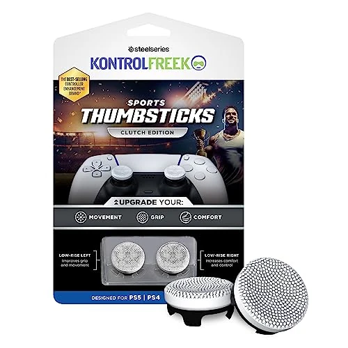 KontrolFreek Embrague para PlayStation 5, PS5 y PlayStation 4, Controlador PS4, palancas Pulgares de Rendimiento, 2 cóncavos de Altura Baja, Blanco y Negro