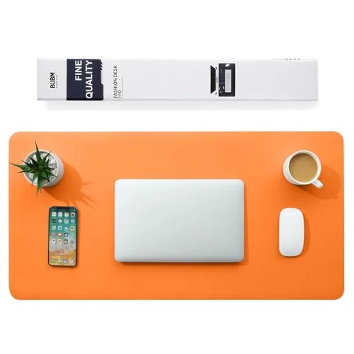 Offerta a tempo: BUBM Tappetino multifunzionale per ufficio, 80 x 40 cm, sottomano da scrivania impermeabile in pelle PU, mousepad ultrasottile, tappetino da scrivania antiscivolo, per ufficio e casa - Arancione - 0.00% da 8.99 € a 8.99 €