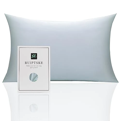 Offerta a tempo: RUIPTSKE Natural Silk Federa, ipoallergenico, 22momme, 100% Seta, 600 Filati, con a Scomparsa Cerniera (Light green, 50x75cm) - 19% da 28.99 € a 23.41 €