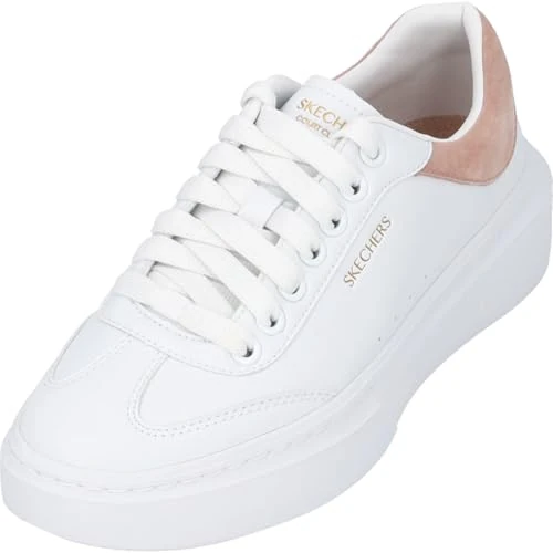 Offerta a tempo: Skechers Cordova Classic Miglior Comportamento Donna, Bianco Duraleather Finiture Rosa, 39 EU - 20% da 74.95 € a 59.99 €