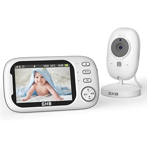 GHB Babyfoon met camera 3,5 inch video babymonitor met VOX-modus nachtzicht intercomfunctie slaapliedjes