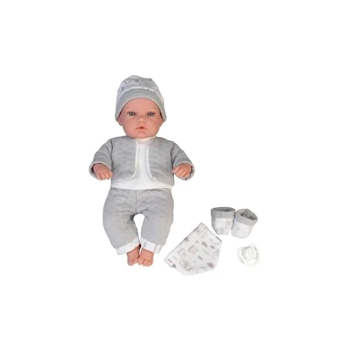Tijdelijke aanbieding: My Sweet Love Elegance babypop, 33 cm, wijnend, grijze kleding en accessoires, gebreid, fopspeen, gemaakt in Spanje, voor meisjes vanaf 2 jaar, Famosa (MYW02000) van 36.95 EUR naar 25.56 EUR (korting 31%)