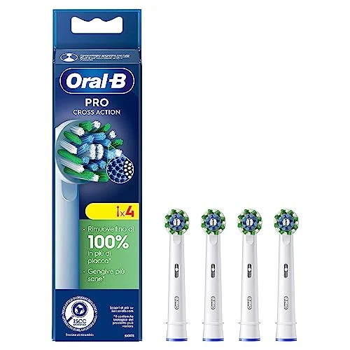 Offerta a tempo: Oral-B Cross Action Testine Spazzolino Elettrico, Confezione da 4 Testine di Ricambio Bianche — 29% da 19,99 € a 14,20 €