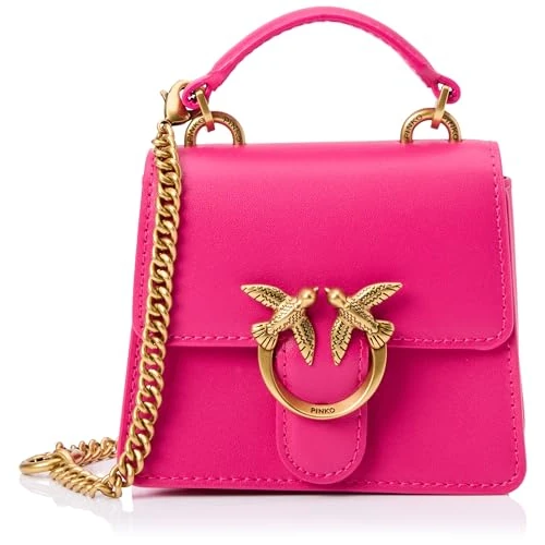 Pinko Love One Top Handle Micro Light Kalf Zijde, Tas voor dames, N17q antiek goud, N17q_roze-antiek goud
