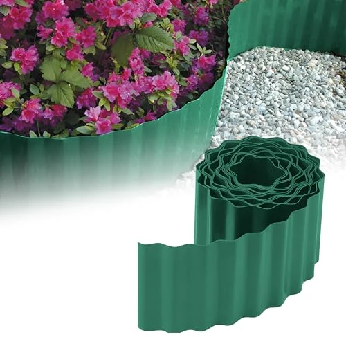 Offerta a tempo: GARDENIX Bordo per aiuole, in plastica, 9 m, altezza 25 cm, per aiuole, bordo per aiuole, in plastica, verde, limitazione delle aiuole, flessibile, resistente alle intemperie, facile da montare - 0.00% da 24.63 € a 24.63 €