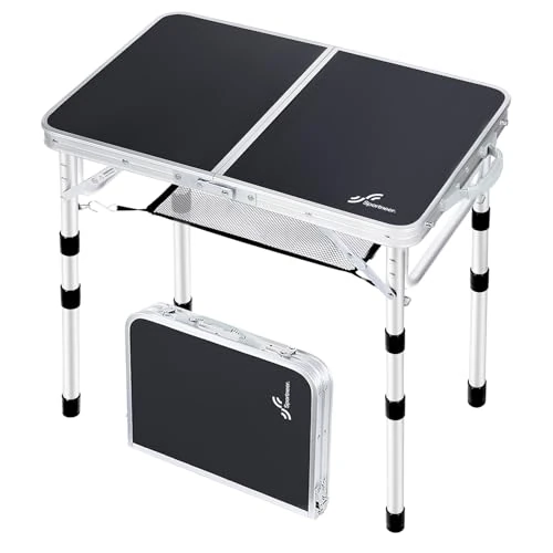 Offerta a tempo: Sportneer Tavolino da Campeggio Pieghevole, Regolabile in Altezza, 60×40 cm, Portatile con Ripiano in Rete, 4 Altezze, Tavolo da Esterno per Picnic e Spiaggia, Bianco - 29% da 55.99 € a 39.99 €