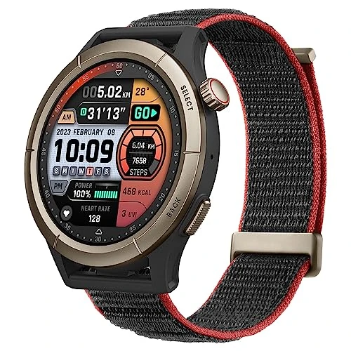 Amazfit Cheetah Pro Lauf-Smartwatch mit Dual-Band-GPS, Routennavigation und Offline-Karten, Trainingsvorlage, Herzfrequenzmesser, integrierter Alexa, 14 Tage Akkulaufzeit für Männer und Frauen–Rund