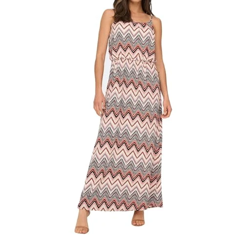Limitiertes Angebot: ONLY Damen Maxi Kleid Winner Trägerkleid mit Alloverprint 15177381 Cloud Dancer Arabian Zigzag 38 von 34.99 EUR auf 19.88 EUR (Spare 43%)