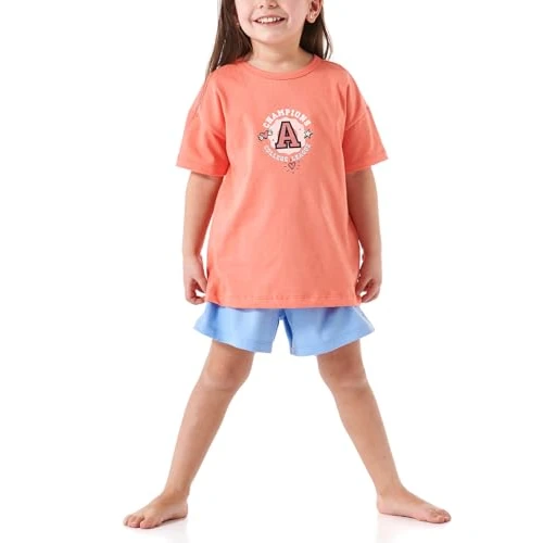 Offerta a tempo: Schiesser Set Pigiama Corto – 100% Cotone Biologico – Taglie da 92 a 140, Corallo_181040, 116 cm Bambine e Ragazze - 0.00% da 15.62 € a 15.62 €