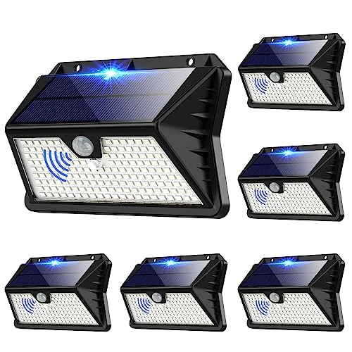 Offerta a tempo: Faro LED Esterno con Pannello Solare, 【6 Pezzi】Luce Solare LED Esterno con Sensore di Movimento, 185 LED/3 Modos Lampada Solare da Esterno, IP65 Impermeabile LED Lampione per Giardino( Bianco Freddo) - 60.01% da 49.99 € a 19.99 €