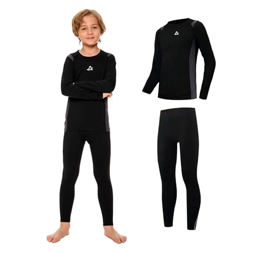 Limited offer: AMZSPORT Kids Thermal Base Layer Set Warm Fleece Lined Long Sleeve Compression Underwear Tights Winter Top and Bottom for Boys Girls Football Skiing Athletic from 14.99 EUR to 11.39 EUR (save 24%)