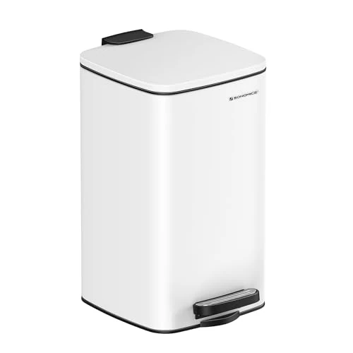 Offerta a tempo: SONGMICS Pattumiera da Bagno, Cestino della Spazzatura Compatto da 8 L, Cestino a Pedale, per Piccolo Spazio, con Coperchio a Chiusura Morbida, in Acciaio, Bianco LTB591W0802 - 41% da 39.99 € a 23.41 €