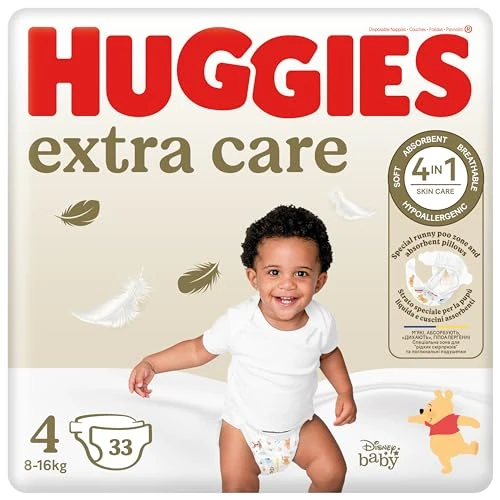 Huggies Extra Care Nappies Size 4 (7-18 kg), Pack of 33 Nappies