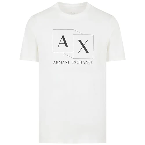Offerta a tempo: Armani Exchange Men's Slim Fit Mercerized Cotton Jersey AX Box Logo Tee, off White, XL, Bianco Sporco, XL - 15% da 60.00 € a 50.90 €