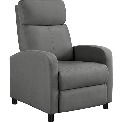 Yaheetech Relax-Sessel, verstellbar, mit Fußstütze für Wohnzimmer, Schlafzimmer, 61,5 cm × 87 cm × 99 cm, Grau/Leinen