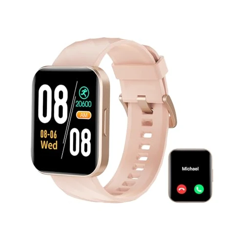 RUIMEN Montre Connectée Femme Repondre Appel Smartwatch Android iOS Montre Sport Etanche avec Podometre Calories Cardiofrequencemetre SpO2 Suivi Sommeil Cycle Menstruel Fond d écran Personnalisé Rose