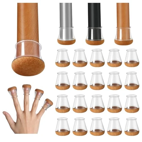 Offerta a tempo: 20 pezzi Gommini per Sedie Rotondi Con feltrini aggiornato ispessito, Coprigambe per sedie, Protezioni per Gambe di Sedie Mobili per Pavimenti in Legno（trasparente,diametro 14-20 mm) - 0.00% da 12.99 € a 12.99 €