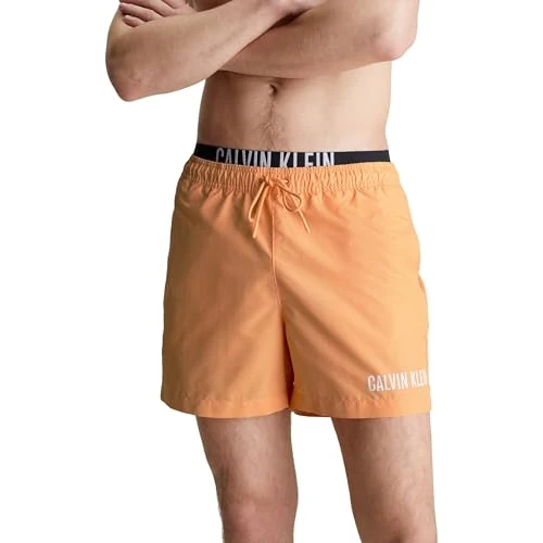 Calvin Klein Short de Bain Homme Medium Double Mi-Long, Orange (Buff Orange), XXL