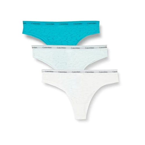 Offerta a tempo: Calvin Klein Slip Brasiliana Donna Confezione da 3 con Pizzo, Multicolore (Cool Breeze/White/Icy Moon), XXL - 40% da 44.90 € a 27.09 €