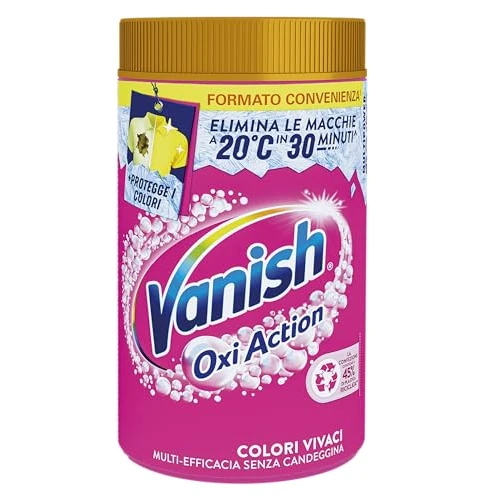 Vanish Oxi Action Multipower poudre rose, détachant pour vêtements colorés, 1 lot de 1,5 kg de détachant pour lessive, additif machine à laver multifonction sans javel