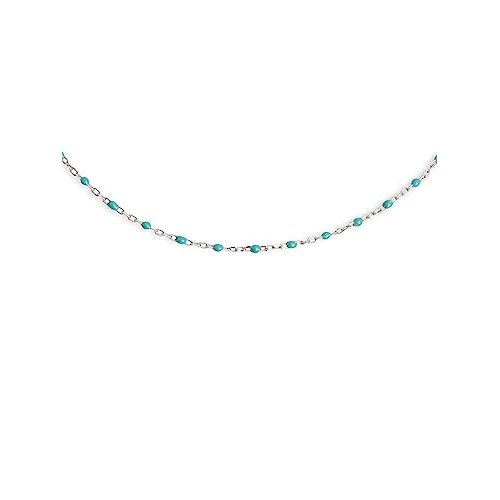 Offerta a tempo: SINGULARU - Collana Dots Turquoise Enamel. Catena con Pietre Naturali in Argento Sterling 925 con Placcatura Rodio. Taglia Unica. Gioielli da Donna - 0.00% da 45.99 € a 45.99 €