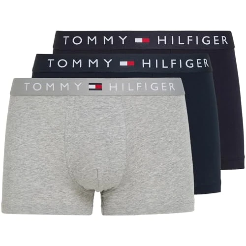 Tommy Hilfiger Pack de 3 Calzoncillos Bóxer Trunks para Hombre Ropa Interior, Multicolor (Des Sky/Grey Htr/Des Sky), M