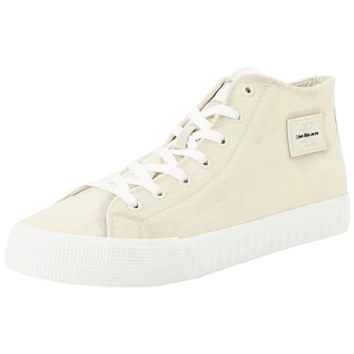 Zeitlich begrenztes Angebot: Calvin Klein Herren Vulcanized Sneaker aus Baumwolle, Weiß (Creamy White/Bright White), 44 von 52.86 € auf 26.93 € (49.05% Rabatt)
