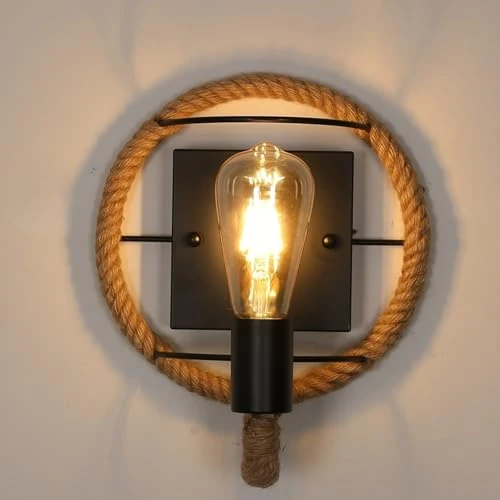 Limitiertes Angebot: Comely Industrielle Vintage Wandleuchte Innen, Retro Eisen Hanf Seil Form Wandlampe, E27 Sockel Innenwandleuchte Wandleuchten für Bars, Lofts, Restaurants, 26cm Länge (ohne Leuchtmittel) von 26.99 EUR auf 22.94 EUR (Spare 15%)