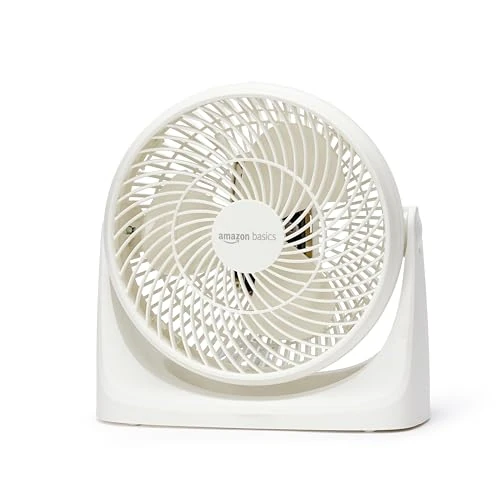 Offerta a tempo: Amazon Basics Ventilatore da tavolo portatile, 18 cm, raffreddamento silenzioso, 3 impostazioni di velocità, inclinazione variabile a 90°, Bianco, 15,49 x 27,3 x 27,69 cm - 27% da 25.56 € a 18.74 €
