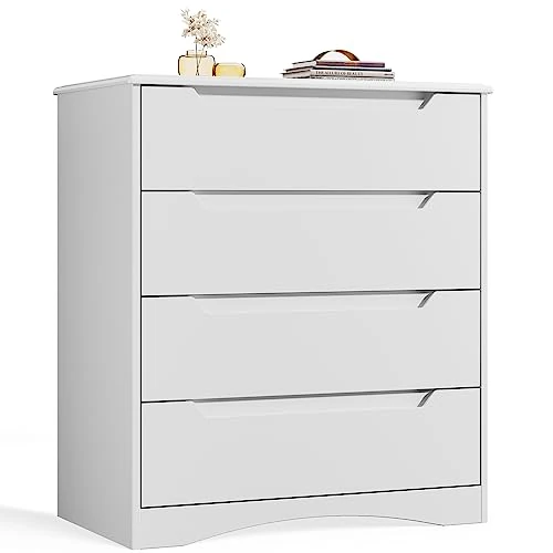 Oferta ograniczona: Bealife Komoda biała, komoda do sypialni z 4 przestronnymi szufladami, szafka z szufladami z wyciętymi uchwytami i zabezpieczeniem przed przewróceniem, idealna do salonu, biura z 434.99 EUR na 434.99 EUR (znizka 0%)