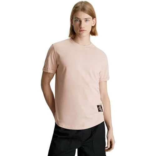 Offerta a tempo: Calvin Klein Badge Turn Up Sleeve J30J323482, Top in maglia a maniche corte Uomo, Rosa (Sepia Rose), XXS - 0% da 14.41 € a 14.41 €