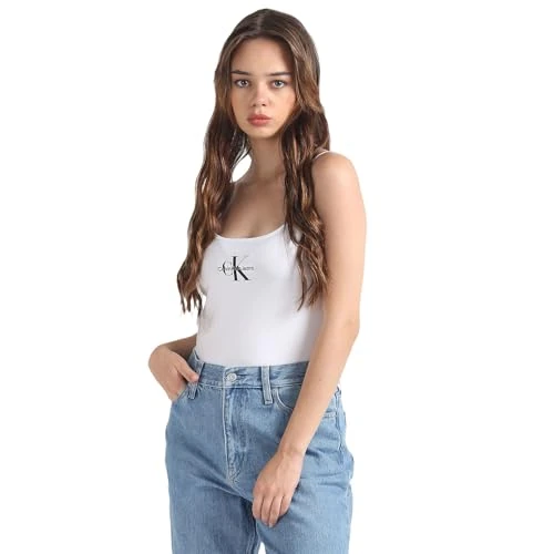 Offre limitée : Calvin Klein Monologo Strappy Tank Top J20j223105 Hauts en Tricot à Manches Courtes Femme de 16.14 EUR à 16.14 EUR (remise 0%)