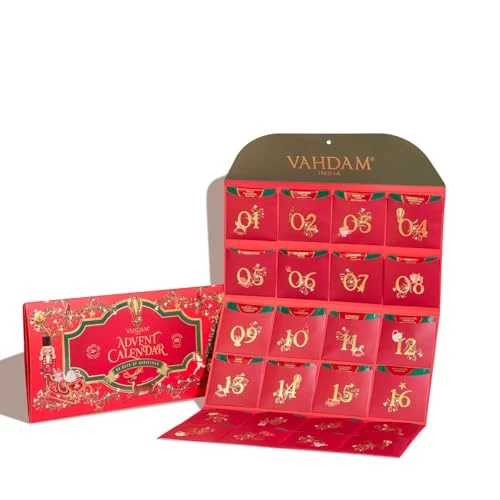 VAHDAM, Limited Edition Christmas Tea Gift Set | 24 Unique Loose Leaf Tea - Folding Gift Box | Christmas Presents For Women, Men and Adults