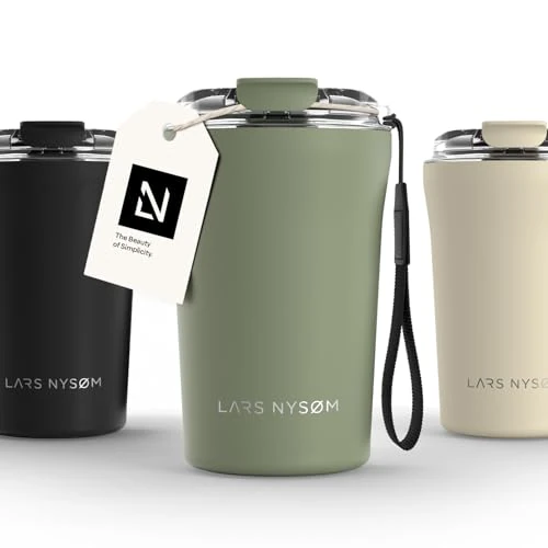 Limited offer: LARS NYSØM Thermo Coffee Mug-to-go with Strap 13oz | Travel Mug 0.38 Liter with Insulation | Leak Proof Stainless Steel Thermal Tumbler for Coffee and Tea to Go (Sage Green, 380ml) from 22.99 EUR to 22.99 EUR (save 0%)