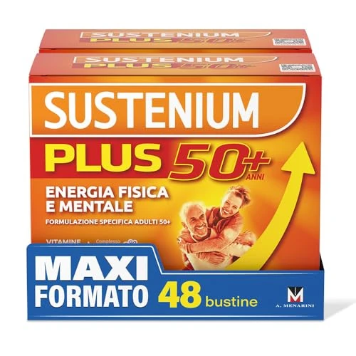 Offerta a tempo: Sustenium Plus 50+ - Integratore energizzante adulti 50+ con complesso antiossidante ACTIFUL, vitamine e minerali. Per la tua energia fisica e mentale. Bipack 2 confezioni da 24 bustine - 15% da 33.50 € a 28.48 €