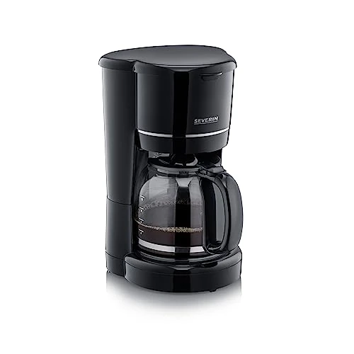 SEVERIN - Cafetera de goteo para 10 tazas, Cafetera de filtro/Cafetera americana con jarra de cristal antigoteo de 1,25, con placa calefactora y desconexión automática, Negro, KA 4320