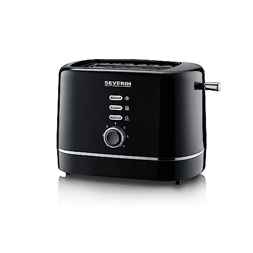 SEVERIN Tostadora Automática, 850 W, Tostador de pan con 2 Ranuras Cortas, Carcasa de toque frio, Espacio para guardar el cable, Color Negro AT 4321