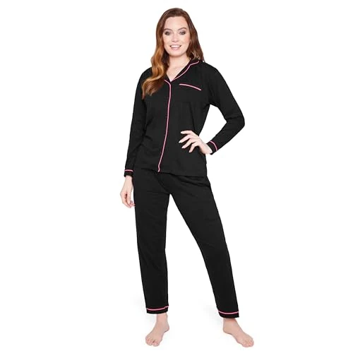 Limitiertes Angebot: CityComfort Schlafanzug Damen Lang Pyjama Damen Baumwolle Lounge Set Damen und Teenager S - XL - Geschenke für Frauen (Schwarz, M) von 22.89 EUR auf 19.29 EUR (Spare 16%)