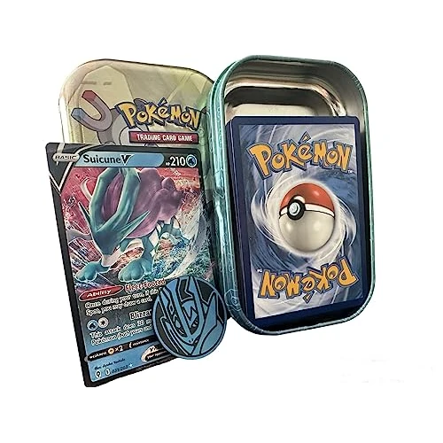 Pokémon Mini-blikbundel - 50 verschillende kaarten, 1 willekeurige ultra zeldzame kaart en spelmunt