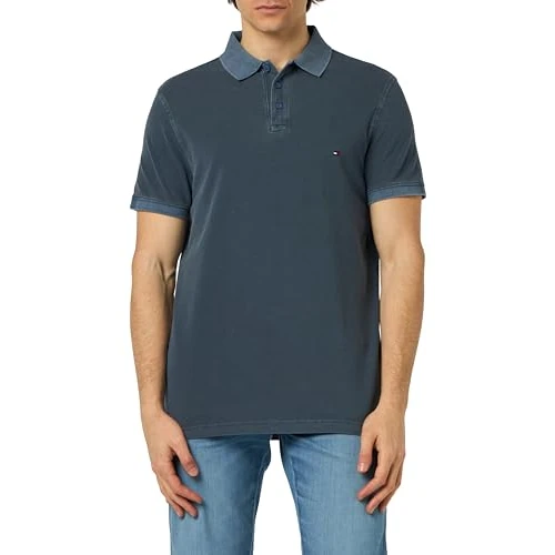 Limited-time offer: Tommy Hilfiger Men's Garment Dye Reg Polo Mw0mw34757 S/S Polos, Blue (Faded Indigo), S from 47.48 £ to 39.72 £ (save 16.34%)