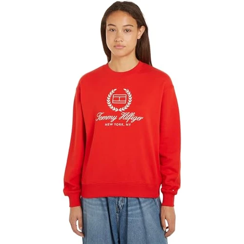 Tijdelijke aanbieding: Tommy Hilfiger Dames REG VLAG SCRIPT CNK SWTSHRT Fierce Rood XXL, Fierce Red, XXL van 71.72 € naar 71.72 € (0.00% korting)