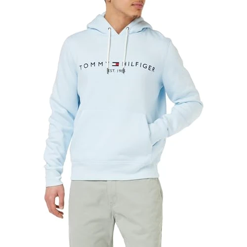 Offerta a tempo: Tommy Hilfiger Felpa Uomo Tommy Logo con Cappuccio, Blu (Keepsake Blue), XXL - 50% da 119.90 € a 59.42 €
