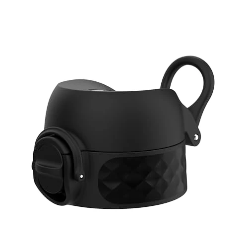 Ion8 Leak Proof Replacement OneTouch 2.0 Water Bottle Lid, Leak Proof, Easy to Open, Secure Lock, Dishwasher Safe, BPA Free, Hygienic Flip Cover, Carry Handle, Easy Clean, Small, Black